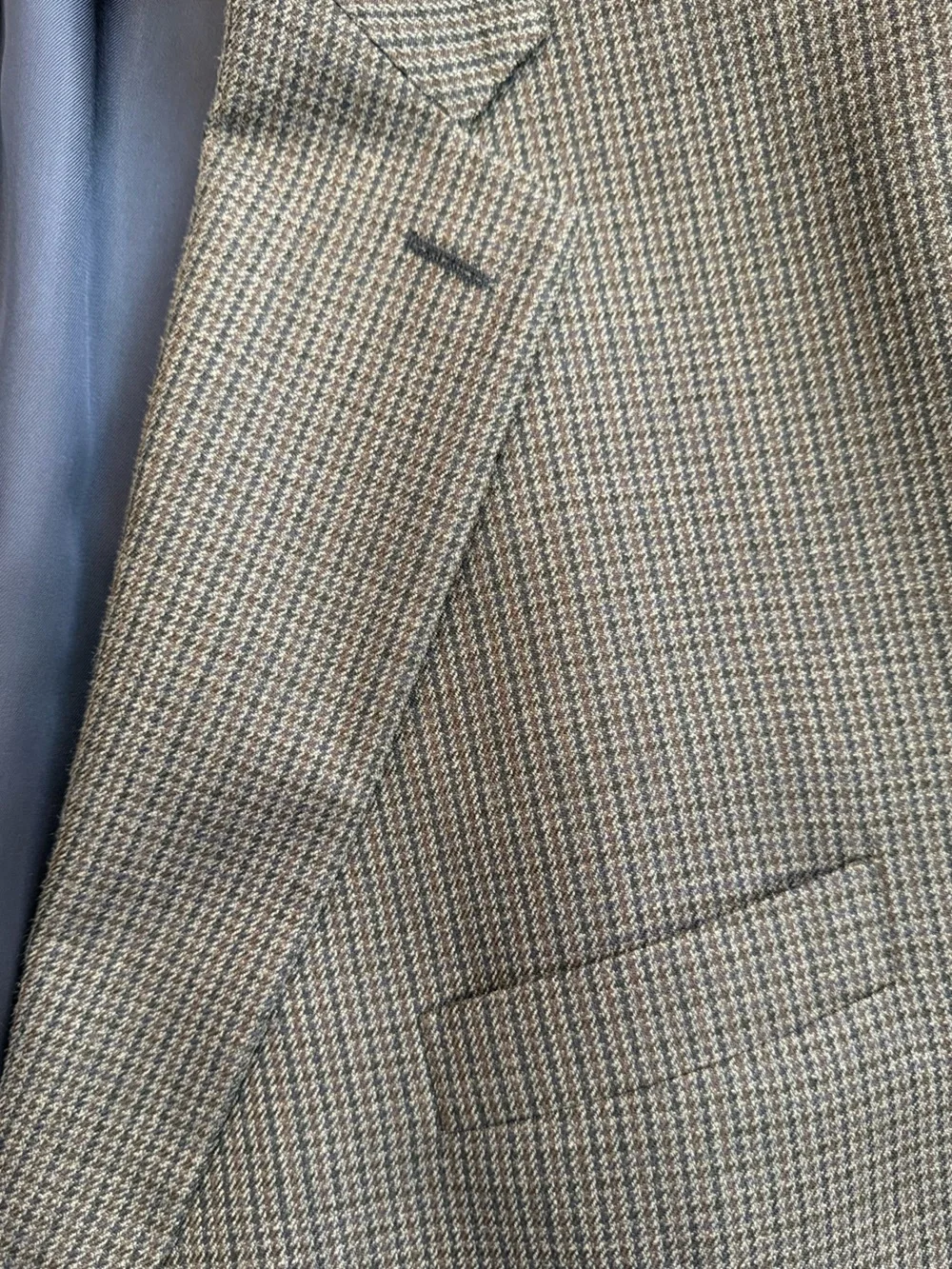 Lauren Ralph Lauren 56R Grey Blue Silk Wool Houndstooth Sport Coat Blazer Mexico